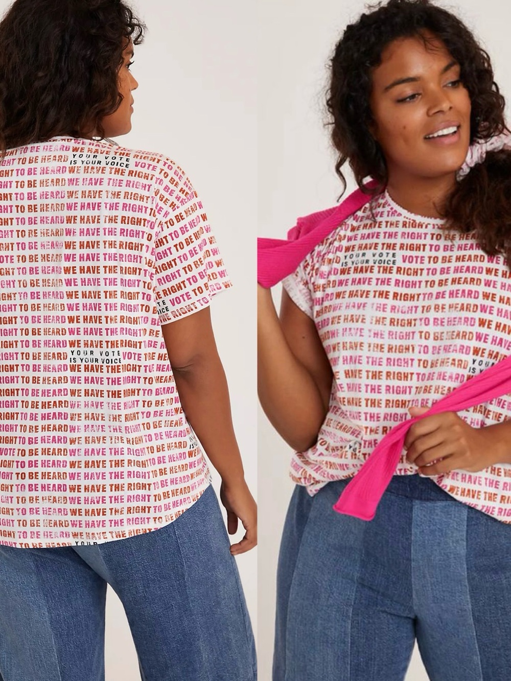 NWT $58 Anthropologie x Maeve White Right To Be Heard Graphic Pull-On Tee M